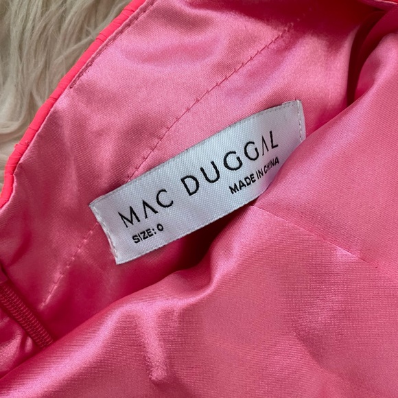 Mac Duggal Neon Hot Pink High Neck Sleeveless Tiered Chiffon Halter Gown 67816 - Picture 11 of 12